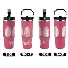 30oz  Silhouette, Rabbit, Pink, Easter Stanley Style Tumbler Wrapped Graffiti SGRHO Mug - 白色 - 查看 5