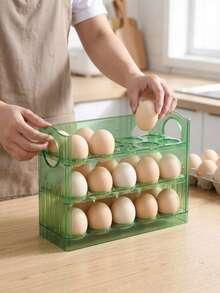 Egg Storage Box, Egg Holder, Egg Organizer, Kitchen Refrigerator Egg Rack, Space-Saving Design, Suitable For Kitchen Countertop, Cabinet, Refrigerator Side Door, Kitchen Storage Box And Cabinet, Kitchen Accessories, Refrigerator Storage Box, Snack Box, Spice Jar, Eggs, Fruits - Multicolor - View 2