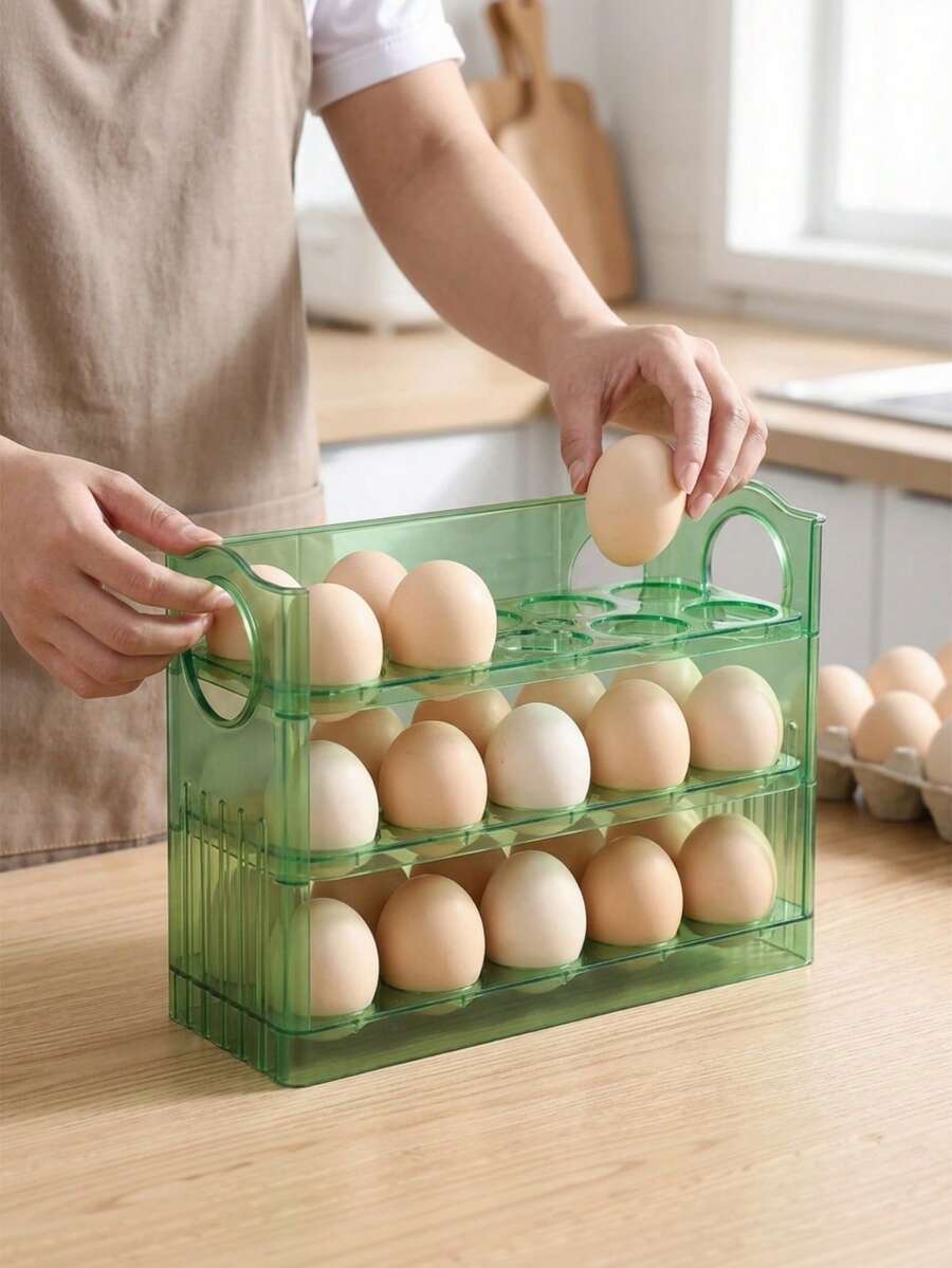 Egg Storage Box, Egg Holder, Egg Organizer, Kitchen Refrigerator Egg Rack, Space-Saving Design, Suitable For Kitchen Countertop, Cabinet, Refrigerator Side Door, Kitchen Storage Box And Cabinet, Kitchen Accessories, Refrigerator Storage Box, Snack Box, Spice Jar, Eggs, Fruits