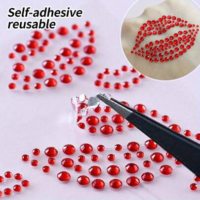 1pc Realistic Red Lip Rhinestone Body Jewelry Sticker - Shiny Valentine's Day Temporary Face & Body Decor, Sexy Synthetic Gem Lip Design For Party, Event, Photo, Party Accessories, Event Makeup, Bold Lip Shape, Glitter Effect, Rhinestone Accents