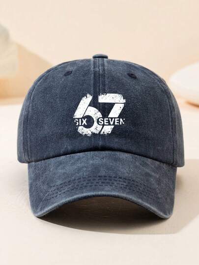 1 pieza Gorra de béisbol con estampado 67 desgastado y divertido, ligera y duradera, ajustable, de estilo elegante y casual, de material de poliéster lavable a máquina, esencial para fiestas elegantes de verano, con estilo casual, adecuada para compras, uso diario, actividades al aire libre, viajes, escuela, San Valentín, Pascua, Día de la Madre, graduación, Juneteenth, accesorio ideal para todas las estaciones como regalo para familiares y amigos
