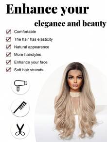 Tóc giả ren phía trước HD 13x4, tóc giả dài 28 inch màu vàng ombre xoăn với các lớp tóc rõ nét. Được làm từ sợi tổng hợp chịu nhiệt, bộ tóc giả này vừa thiết thực vừa thanh lịch, được thiết kế hoàn hảo cho phụ nữ. Dễ dàng đội và bảo quản, lý tưởng cho cả sử dụng hàng ngày và các dịp lễ hội. Một món quà lý tưởng dành cho bạn bè nữ của bạn. - Tóc vàng ombre - Xem 6