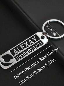 Customized Stainless Steel Keychain - Personalized Engraved Name And Phone Number, 304 High Quality Stainless Steel Without Coating, Durable Gift Suitable For Family, Friends, Daily Use And Special Occasions - Multicolor - View 3