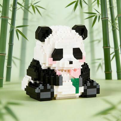400+ pezzi Simpatico giocattolo panda in blocchi di costruzione a microparticelle - Decorazione stile nazionale panda, decorazione da scrivania curativa, regalo per compleanni/festività