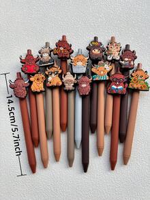 6/12/18支装可爱高地牛图案笔套装，可伸缩高地牛笔，卡通高地牛笔礼品套装，适合学校、家庭、办公室、考试、聚会、节日送礼 - 套裝 - 查看 2