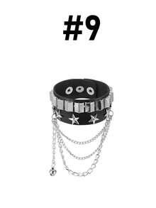 Vòng tay đinh tán phong cách Punk bằng da PU dành cho nam và nữ, vòng tay kiểu thập niên 80, vòng tay phong cách Goth Punk Rock, vòng tay đinh tán màu đen bằng da giả, vòng tay unisex dùng làm quà tặng trong các bữa tiệc. - màu đen - Xem 14