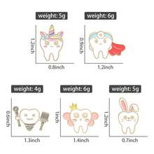 Cute Tooth-Shaped Enamel Pin, Rabbit Dentist Badge, Metal Accessory, Lapel Pin For Suit, Backpack, Hat, Gift For Healthcare Workers, AWDG Jewelry - Khaki - View 3