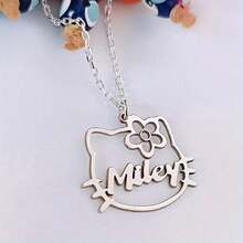 Customizable Name Cat Silhouette Pendant Necklace, Boho Style Adorable Animal Theme, Gender-Neutral Gift Jewelry – Perfect For Everyday And Party Wear - Multicolor - View 12
