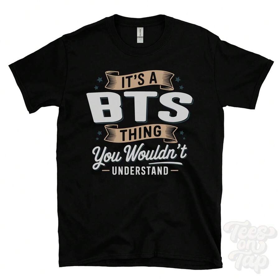 1 PC Women's And Men's IT'S A BTS THING YOU WOULDN'T UNDERSTAND T-SHIRT Name Surname Family Gift For Mother's Day And Father's Day Gift - 黑色 - 查看 1