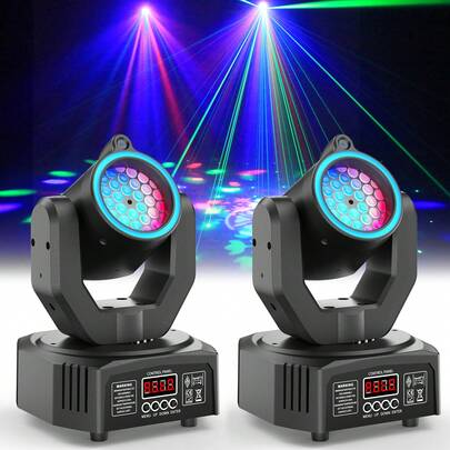 U'King 30W Mini Moving Head Light With RGB Halo , LED Stage Lighting  – Dot Beam/Pattern/Starry Sky Effects , DJ Light With Sound Activated,DMX-512 Control For DJ Disco Live Show Club Dance Party Wedding Bar Theater Christmas Lights