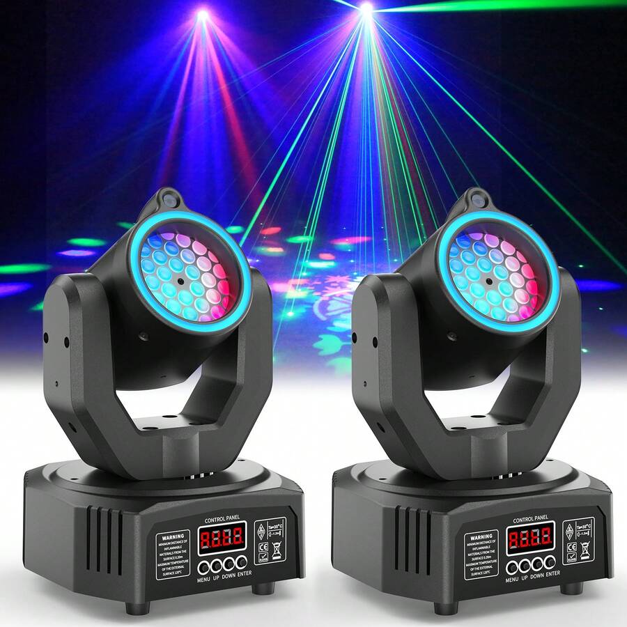 U'King 30W Mini Moving Head Light With RGB Halo , LED Stage Lighting  – Dot Beam/Pattern/Starry Sky Effects , DJ Light With Sound Activated,DMX-512 Control For DJ Disco Live Show Club Dance Party Wedding Bar Theater Christmas Lights