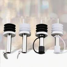 2pcs Stainless Steel Oil Bottle Caps, Pouring Stoppers, Silicone Sealed Lids - Multicolor - View 1