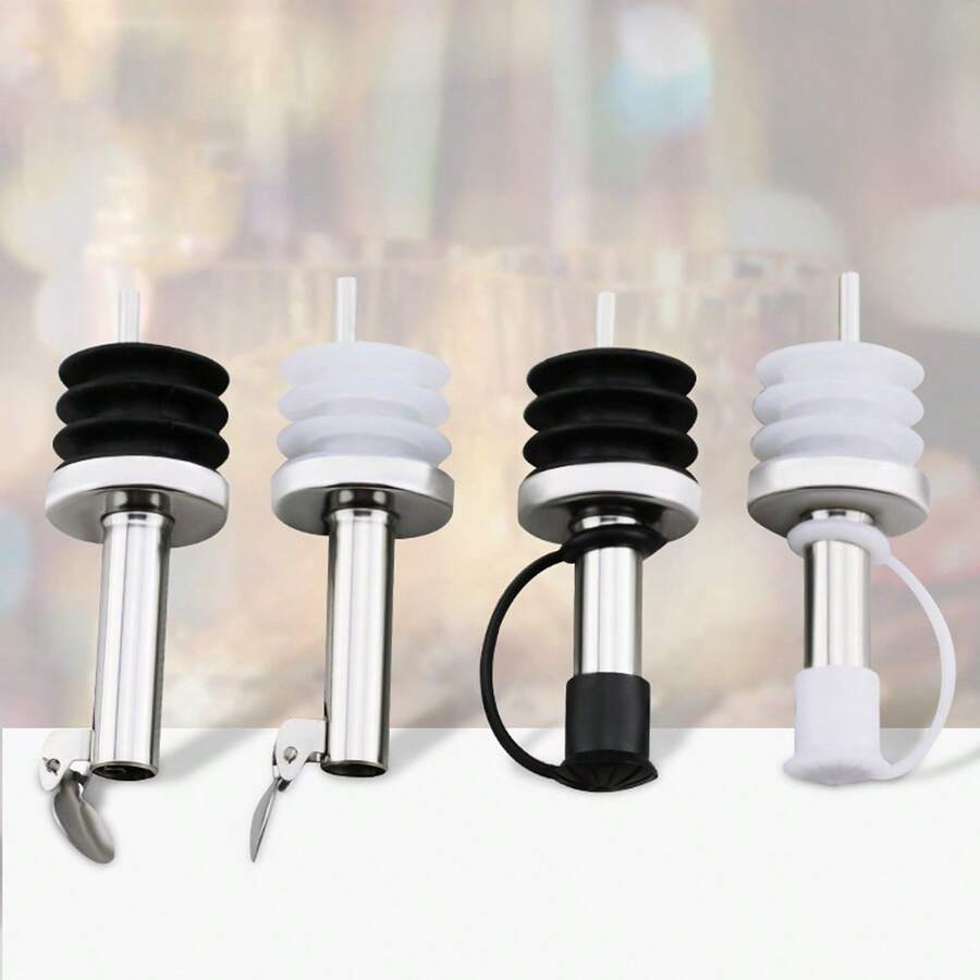 2pcs Stainless Steel Oil Bottle Caps, Pouring Stoppers, Silicone Sealed Lids - Multicolor - View 1
