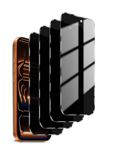 4片装钢化玻璃屏幕保护膜，兼容 17 Air/17/17 Pro/17 Pro Max/17 E/16 E/16 Pro/16 Pro Max/15/14/13/12/11/11MIMI/12MIMI/13MIMI，可搭配手机壳使用，轻微色差，母亲节、生日、送给家人朋友的理想礼物，保护隐私