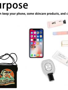 Oh, Look! Nobody Gives A   Basic  Mobile Phone Bag Small Wallet Zipper - Minimalist Sling Bag For Everyday Carry And Quick Outings - 黑色 - 查看 3