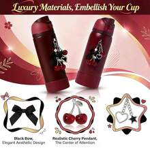 Black Cherry Pendant And 2 Silicone Bottle Sleeves Suitable For 24/30/32/40oz Water Bottles, Perfect Water Bottle Accessory Set - Burgundy - View 4