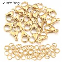 Bộ 20 món (20 móc cài hình càng cua, 40 khoen nối kín) bằng thép không gỉ, phụ kiện trang sức thời trang, không gây dị ứng và chống gỉ, bộ phụ kiện tự làm trang sức. - Bộ phụ kiện - Xem 13
