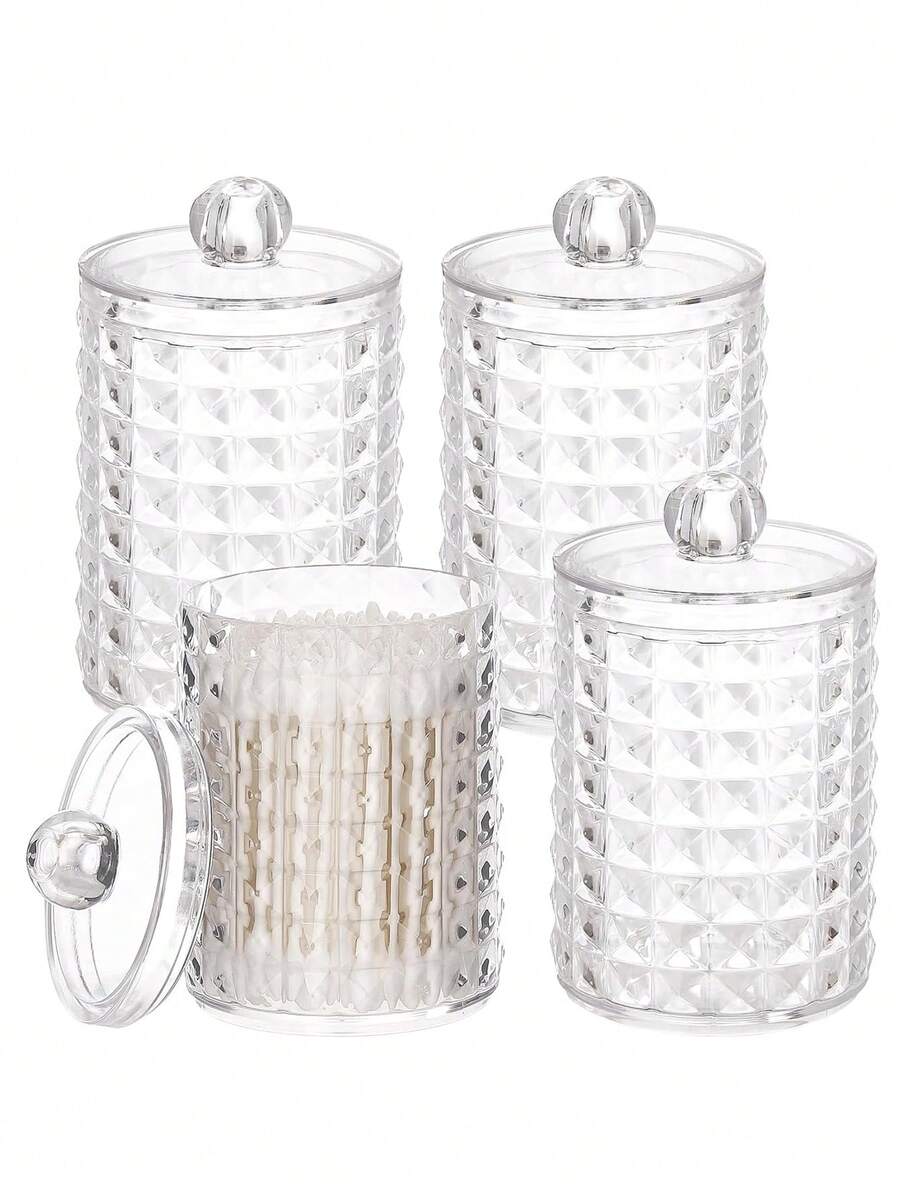 3M 1/2/3/4 chiếc hộp đựng tăm bông acrylic trong suốt, hộp đựng thuốc bằng nhựa, hộp đựng đồ dùng phòng tắm – hộp đựng tăm bông trang điểm, có thể đựng tăm bông tròn, miếng bông tròn, chỉ nha khoa – thiết kế tối giản. - Nhiều màu - Xem 1