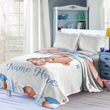 1pc Customized Bear Theme Pattern Fleece Blanket, Soft, Lightweight, Suitable For All Seasons, Perfect Birthday And Holiday Gift For Family And Friends - Multicolor - View 7