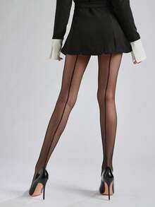 2 chiếc quần tất họa tiết tôm cho nữ, thiết kế đường may sau kiểu Pháp cổ điển, họa tiết tôm đen kinh điển, quần tất chống xước, vải mật độ cao bền chắc, độ co giãn cao, thiết kế ôm sát. - Nhiều màu - Xem 12