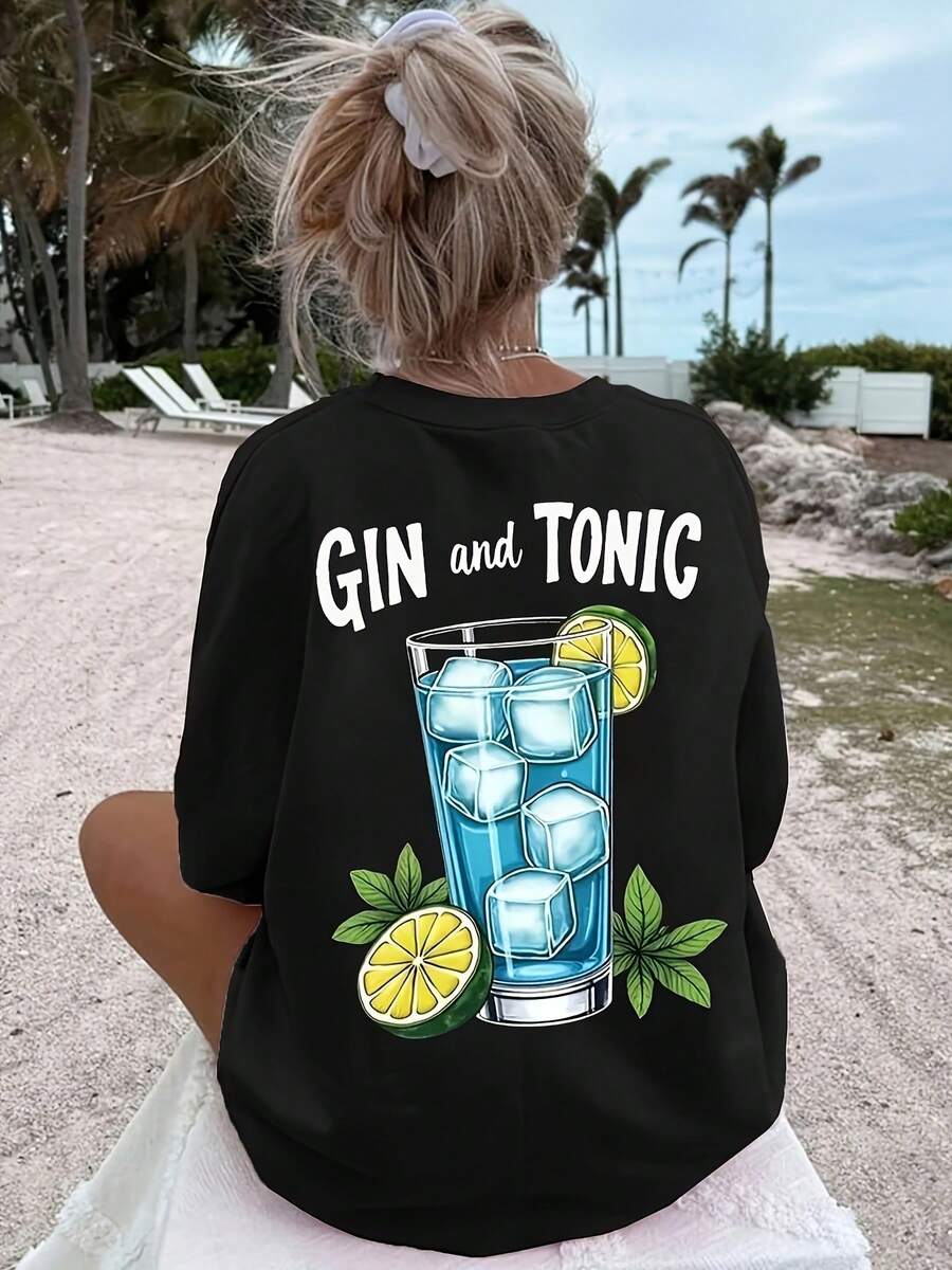 Patrón de Gin y Tonic ligero, tamaño grande, opción popular. - Negro - Ver 1
