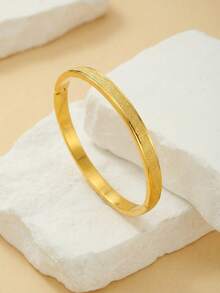 1件18K镀金素面手镯，女士日常佩戴 - 金色 - 查看 6