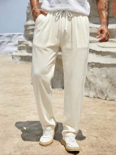 Men's Casual Pants - Straight Leg Trousers, Outdoor High-End Pants, Thin Loose Fit Flared Leg Pants For All Seasons Spring