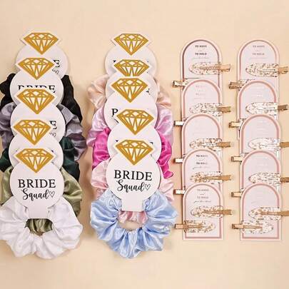Quà tặng cầu hôn cho phù dâu: Bộ kẹp tóc lấp lánh vàng dễ thương, chất liệu lụa satin mềm mại, thích hợp làm quà tặng cho cô dâu, tiệc độc thân, phụ kiện tóc cho phù dâu nữ và bé gái.
