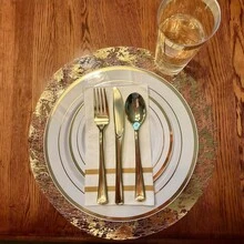 150/75/50/25/12pcs Gold Dessert Spoons, Cake Forks, Salad Forks Cutlery Set, Wedding Tableware, Party Supplies, Full Dinnerware Set, Fashionable Flatware, Suitable For Birthday, Gathering, Party, Wedding, Dinner, Home, Outdoor, Holiday Events (Multiple Specifications Available, Suitable For Any Number Of Diners) - Gold - View 9