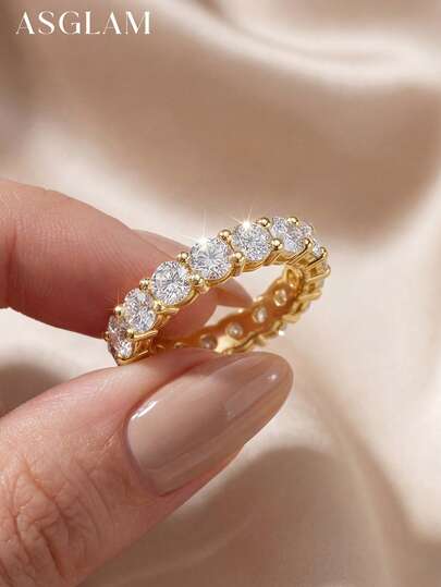 1 adet Moissanit Nişan Yüzüğü ve Alyans, S925 Ayar Gümüş Zarif Lüks Takı Hediye Seti Kadınlar İçin