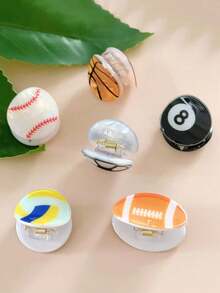 1 pieza Mini Pinza Deportiva, Diseño de Baloncesto/Fútbol, Accesorio de Cabello para Niña Enérgica, Adecuado para Fijar Flequillo, Cola de Caballo o Peinados Semi-Recogidos, Excelente para Entusiastas de los Deportes, Accesorios de Cabello de Verano para Trajes de Playa - Multicolor - Ver 2