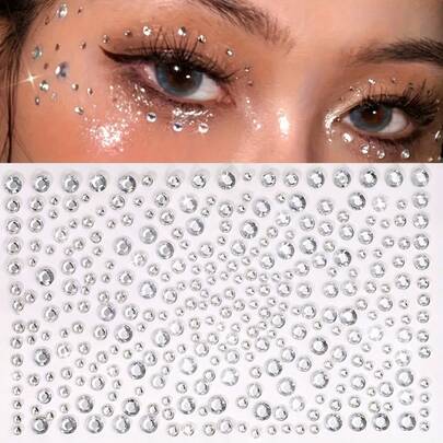 1pc Shiny 3D Crystal Face Sticker - Mini Diamond Gem Decals, For Makeup, Eye Highlighter And Photography Props - DIY Festival Party, Cheer Supplies Applicable To Hair, Eyes, Face And Body Makeup Stickers