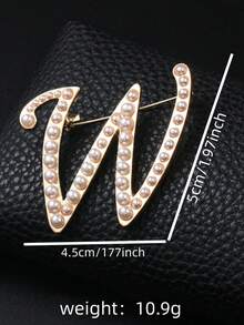 1pc Fashionable Creative Pearl A-Z English Letter Gold Brooch, Versatile Minimalist Accessory Pin For Men And Women - Gold - View 23