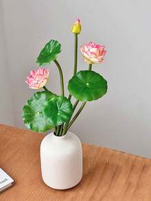 1件仿真莲花及叶片装饰品，逼真自然，适合泳池装饰，也可作为优雅的仿真莲花花束，适用于家居及花园装饰，是客厅、卧室及乔迁新居的理想礼物。 - 彩色 - 查看 7