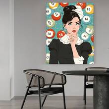 Enmarcado 1 pieza, con marco,  [2D Plano] Arte Divertido Estilo Manga Póster o Lienzo de Arte Moderno, Arte Vintage y de Boletos, Impresión de Arte de Chica Afortunada con Bola, 2D Plano - Enmarcado - Ver 5