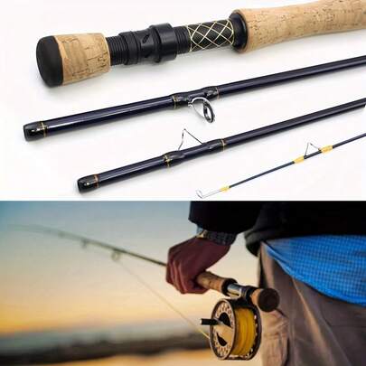 1 Piece 1.98M 2.1M Carbon 4 Sections Fly Fishing Rod LW 7/8 Fast Action Freshwater Fly Rods For Trout Salmon Fishing Portable Sea Pole
