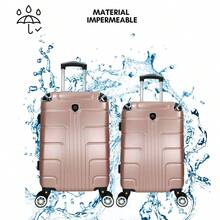 2-Piece Hard-Shell Suitcase Set, 20 And 18 Inches, Hand Luggage, 10KG And 8KG, Lightweight PC+ABS Material, 360° Detachable Wheels With Integrated Lock - Black and White - View 8