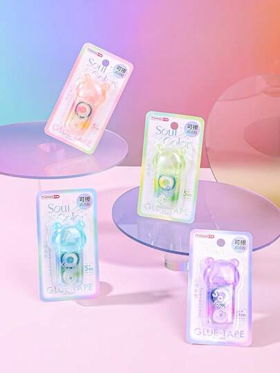 Bộ 1/2/4 cuộn keo dán mini hình dễ thương, băng dính cầm tay, có thể tẩy xóa kèm cục tẩy, nhỏ gọn và tiện dụng để dán phong bì và tài liệu, ghi nhật ký và làm đồ thủ công.