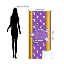 1pc Marine Life Sea Turtle Series Microfiber Beach Towel, Beach Blanket With Print, Multiple Sizes, Lightweight, Suitable For Swimming, Camping, Sports, Beach Or Gym - Yellow Striped Sea Turtle - View 11