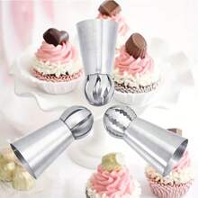 3pcs Stainless Steel Piping Tips Set, Round Icing Nozzles, Professional Decorating Pastry Tips For Home Kitchen And Baking, Cake Decorating, Kitchen Utensils - Silver 1 - View 5