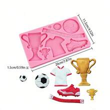 1pc Soccer Theme Silicone Mold Fondant & Chocolate Cake Decor Tool For World Cup Party & Baking Enthusiasts - Multicolor - View 8