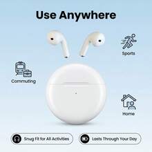 Auriculares inalámbricos, auriculares Bluetooth verdaderamente inalámbricos - compatibles con Apple y Android, con micrófono incorporado, a prueba de sudor, color blanco - Ver 15