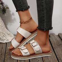 Summer Beach Walking Sandals For Women Flats Dressy Comfortable Flats Slides Buckle Shoes Outdoor Travel - trắng - Xem 9