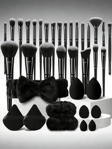 Bộ cọ trang điểm 36 món, bao gồm bông mút trang điểm và 25 cọ trang điểm mềm mại, cọ nền, cọ phấn phủ, bộ cọ trang điểm, bộ dụng cụ trang điểm đầy đủ, bộ cọ trang điểm, bộ dụng cụ trang điểm hoàn chỉnh, bộ cọ, bộ cọ trang điểm, bộ quà tặng trang điểm - màu đen - Xem 12