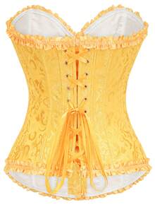 Camisola con espalda descubierta y encaje, de estilo jacquard, para mujer. Adecuado para fiestas de Año Nuevo, Día de San Valentín, vacaciones, graduación, disfraz de Halloween, verano amarillo - Amarillo - Ver 4