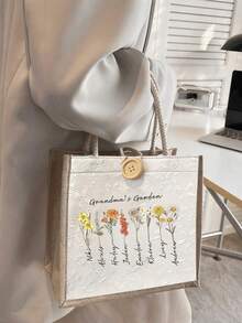 "Beste Lehrerin" Buchstaben-Muster Tragetasche - Geeignet als Geschenk zum Muttertag, Erntedankfest, Frauentag und Göttinnenfest. Für den täglichen Gebrauch geeignet. - Verschiedenfarbig - Übersicht 2