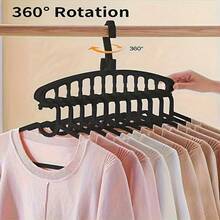 3pcs Black Plastic Multi-Hook Design Hangers - Space-Saving Closet Organizer, Suitable For Home And Travel, Durable And Lightweight, Perfect For Neat Closet Storage And Hanging Clothes - Black - View 8