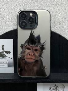 Funny Phone Case,Ugly Phone Case 1pc Monkey Pattern Phone Case, Creative Personalized Printed Shock-Resistant TPU Protective Cover Compatible With IPhone13/15/14/13/12/11/16/Galaxy/ - Grey - View 2