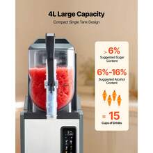 Slushie Machine, 4L/135oz No Ice Needed Slushy Machine For Home, Frozen Drink Maker With Single Tank, Margarita Machine With Self-Cleaning, For Frozen Margaritas, Frappés, Milkshake & More - 4L/135oz - View 4