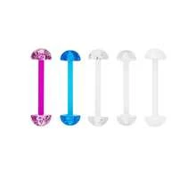 5 chiếc/10 chiếc khuyên lưỡi acrylic 14G, dẻo, có kim tuyến, hình bán cầu, thanh giữ khuyên lưỡi, trang sức xỏ khuyên cơ thể, chiều dài 16mm. - Nhiều màu - Xem 2